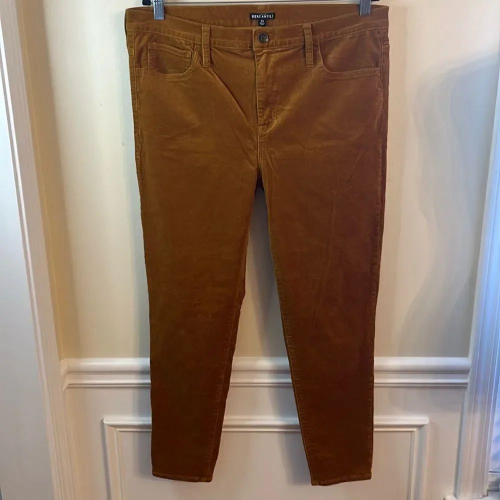 J. Crew Mercantile High Rise Skinny Corduroy Pants in Golden Brown